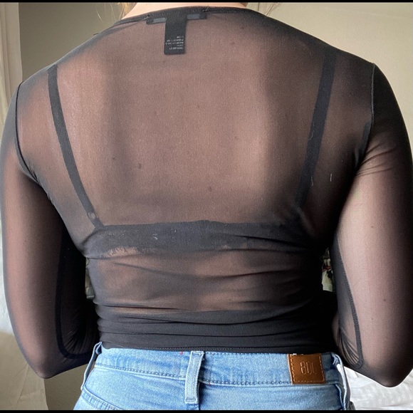 Black Mesh Long Sleeve Top - Picture 2 of 3